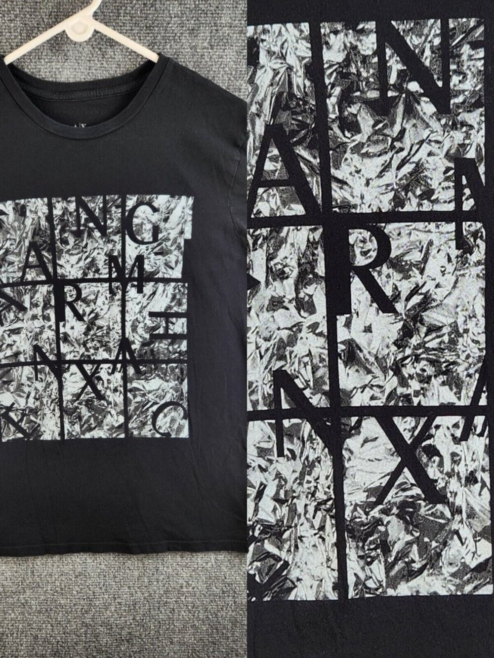Armani Exchange T-shirt Women Large Logo Short Sleeve Black Graphic Soft Adult